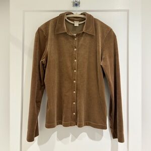 J. Jill | Camel color Stretch Velour Button-Up Longsleeves